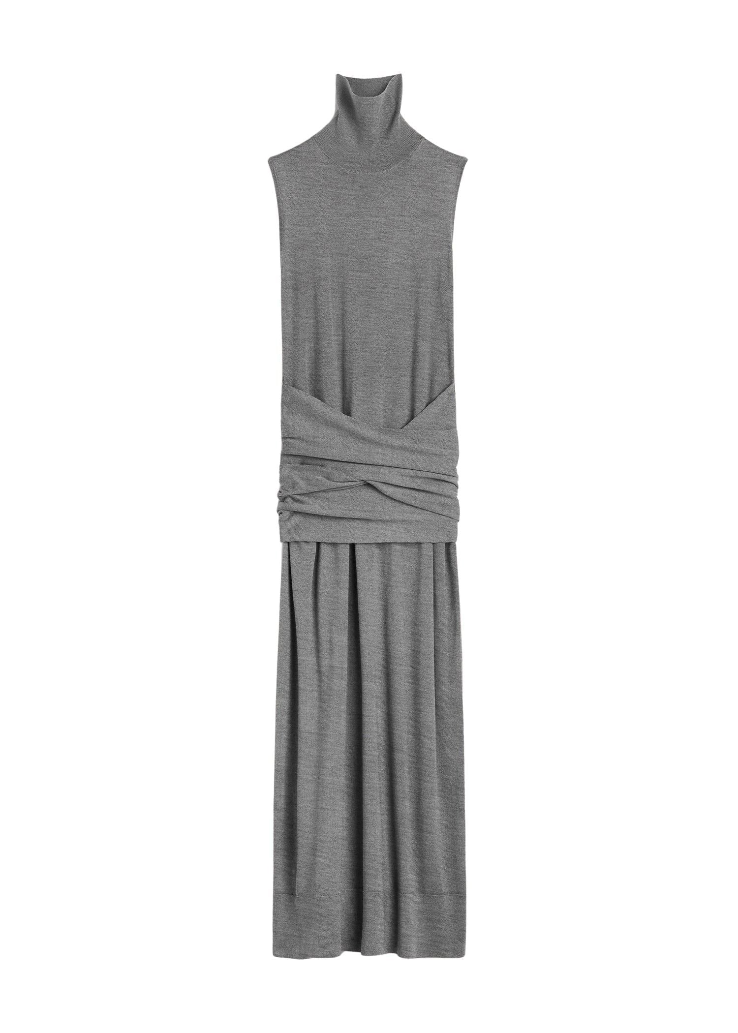 Robe en laine drapée - Grey melange