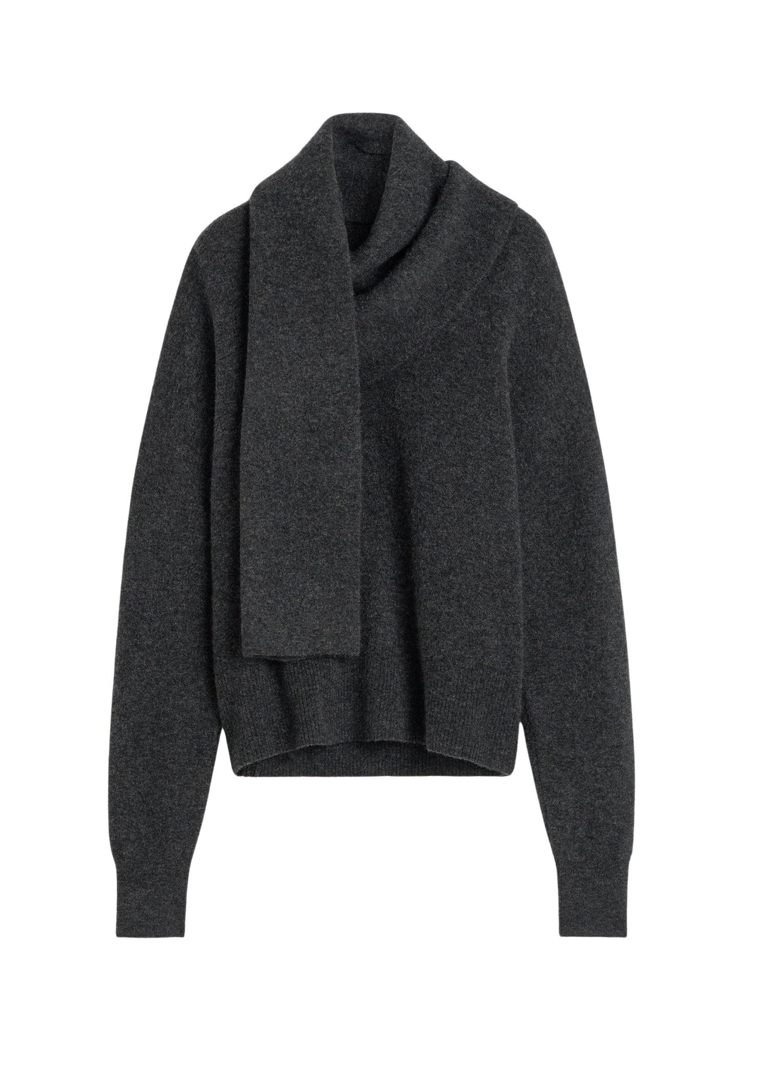 Pull avec écharpe drapée intégrée - Granite