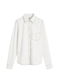 Chemise surpiquée en coton  - White