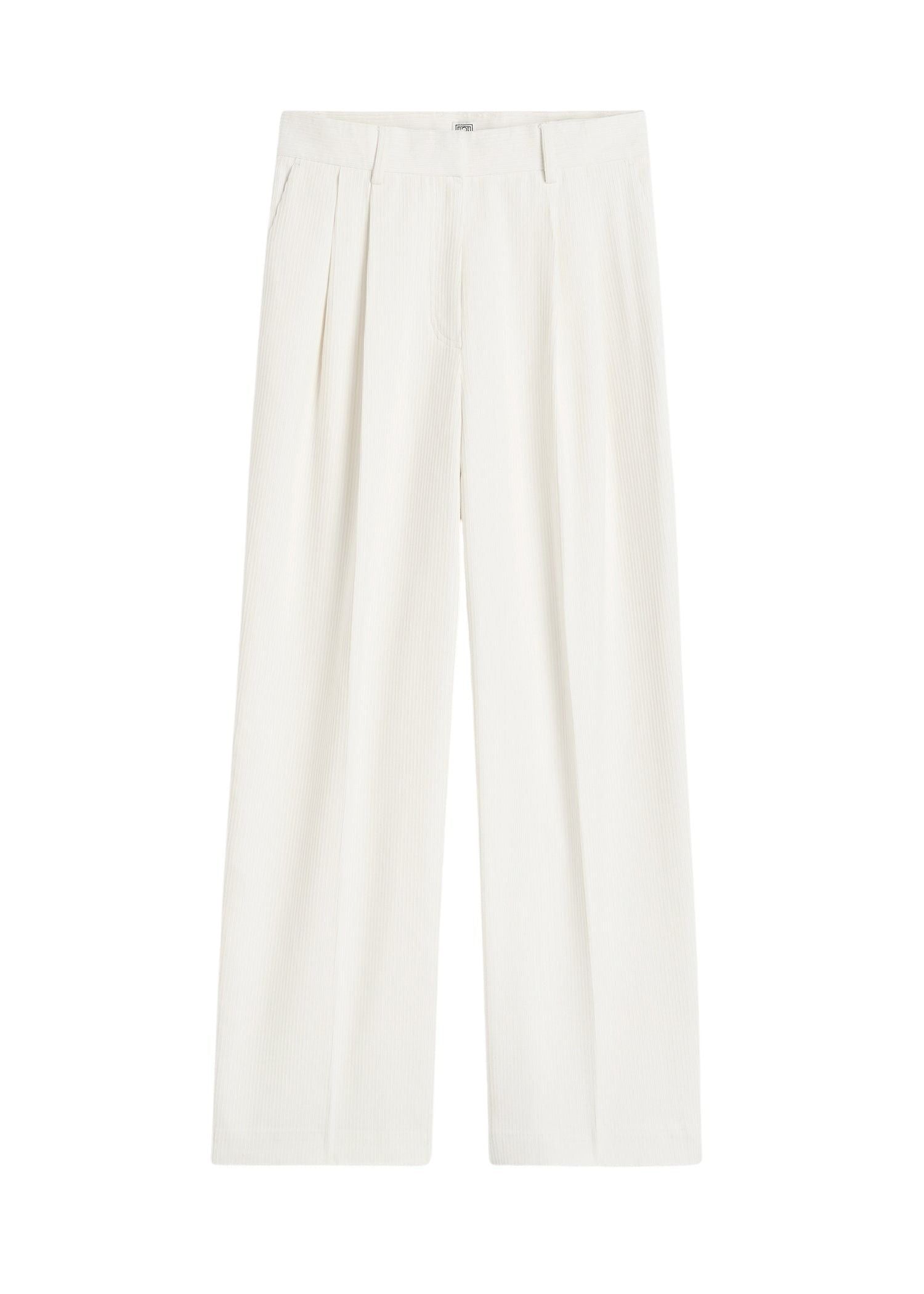 Pantalon en velours côtelé soie mélangée - Meringue