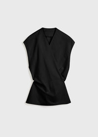 SHORT-SLEEVE WRAP BLOUSE