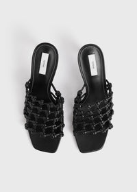 BRAIDED-LEATHER BANDEAU MULES