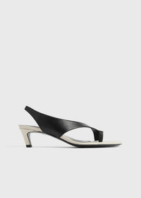 LEATHER HEELED THONG SANDALS