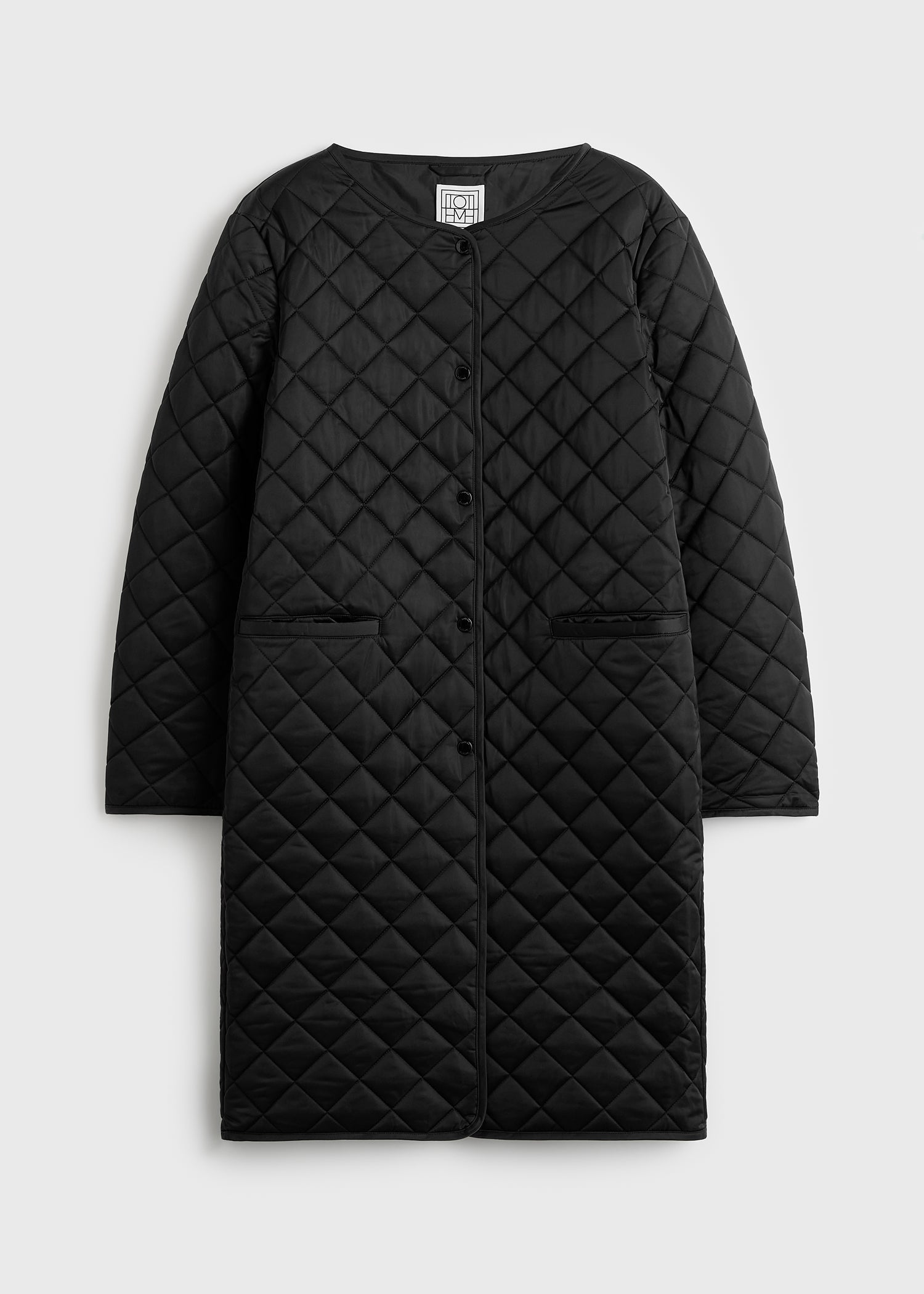 QUILTED COLLARLESS COAT