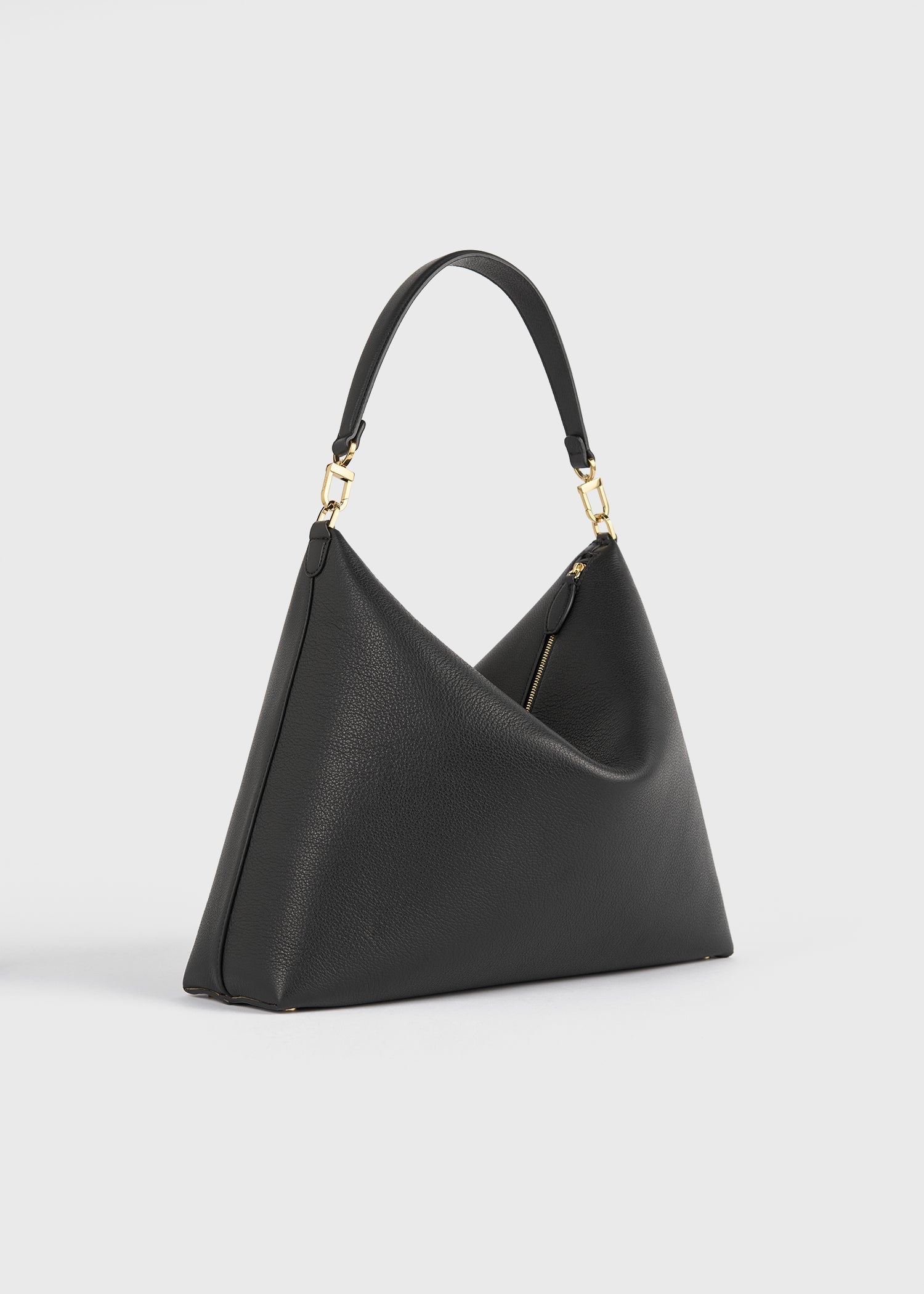 MEDIUM BEVEL GRAINED-LEATHER BAG