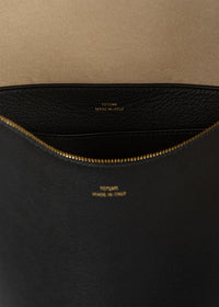 MEDIUM BEVEL GRAINED-LEATHER BAG