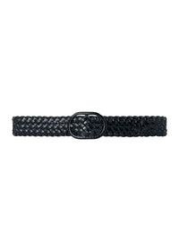 Ceinture large tressé en cuir - Black
