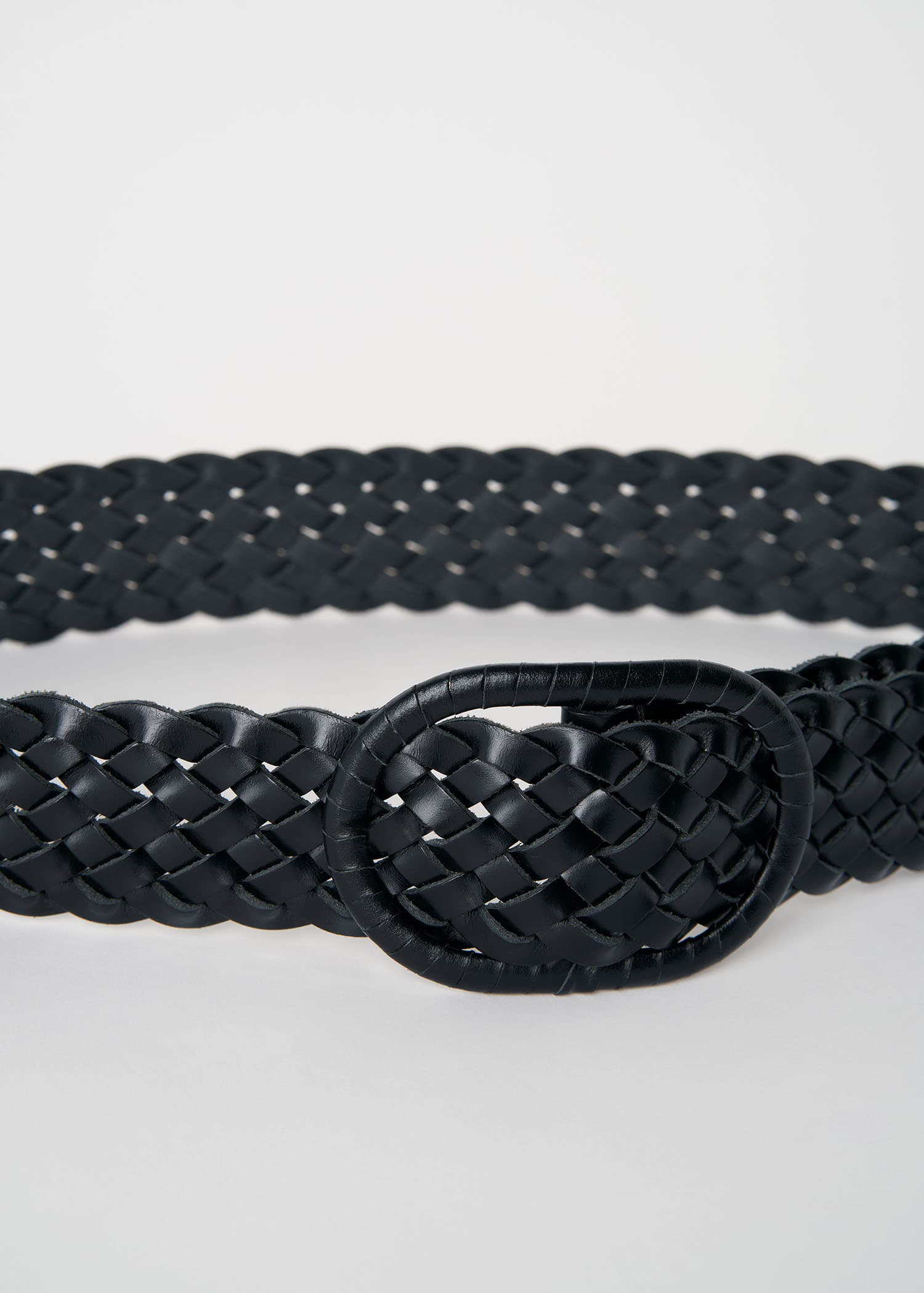 Ceinture large tressé en cuir - Black