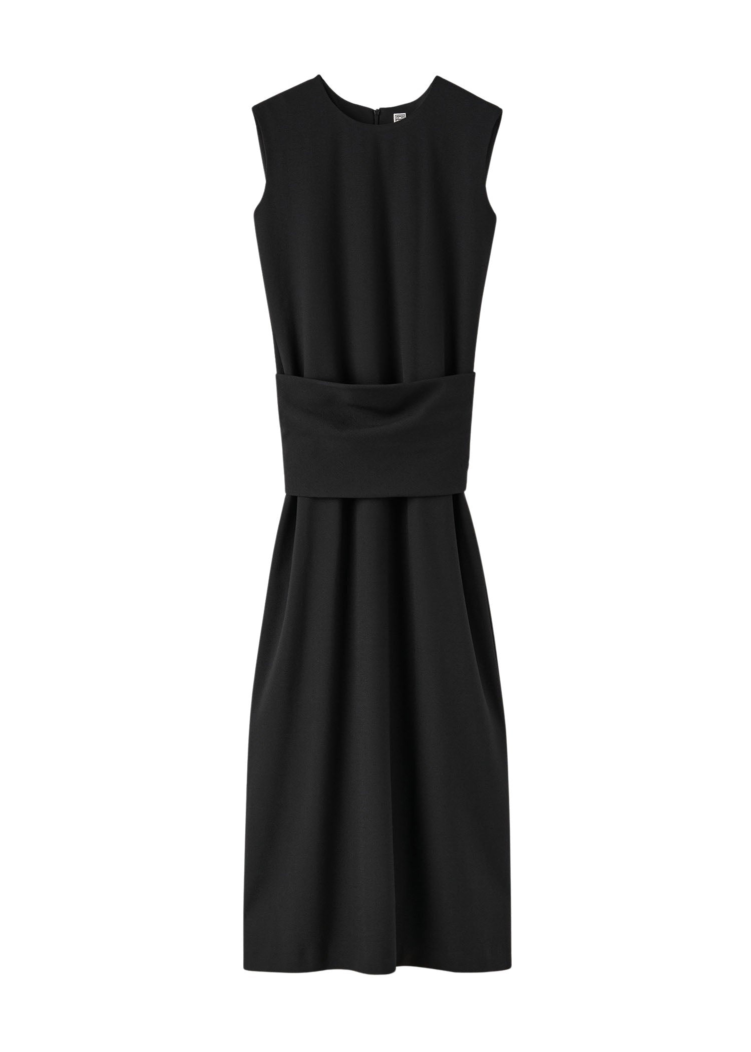 Robe longue à bandes en laine mélangée - Black