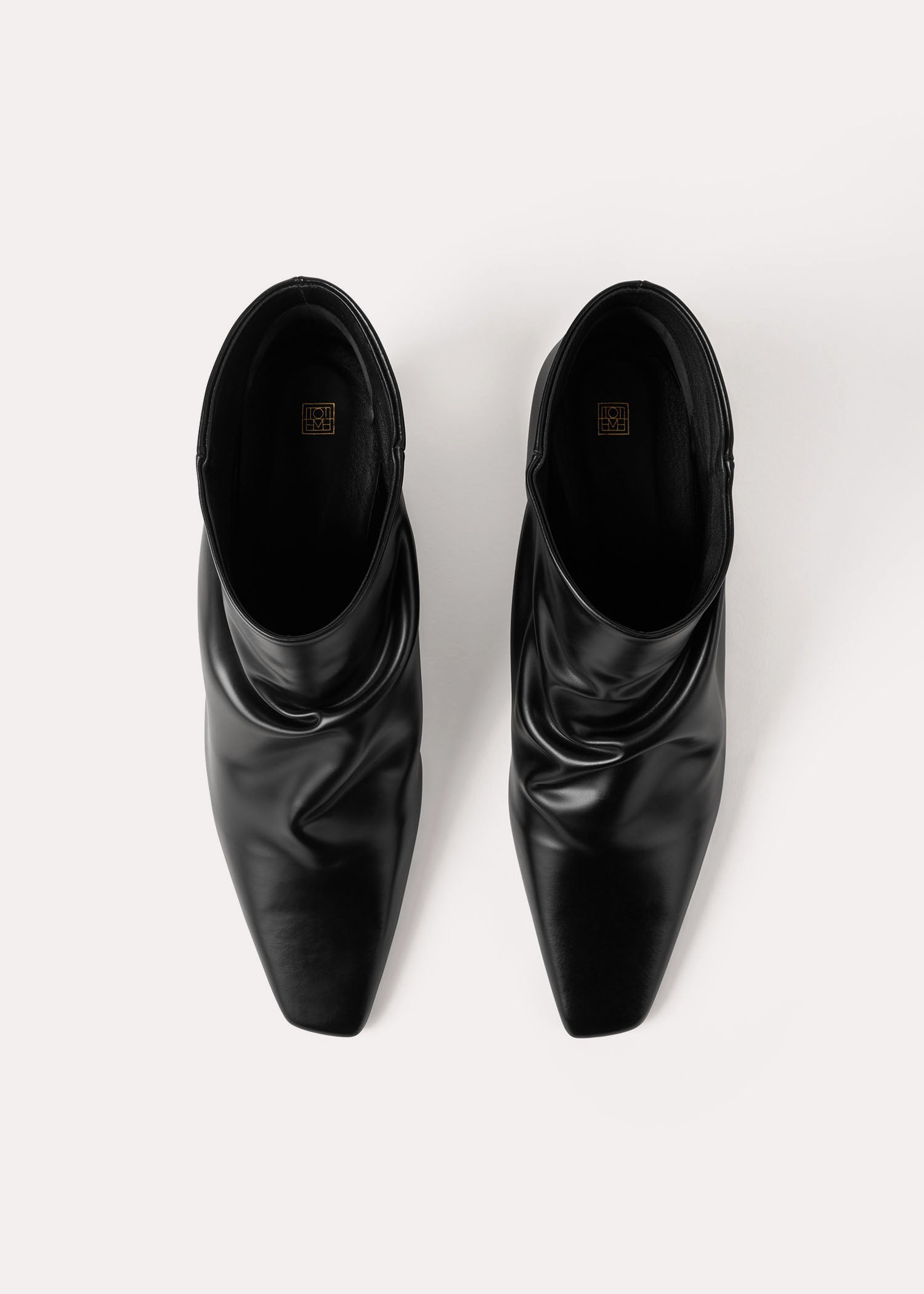 Bottines à talons courbées 50 en cuir - Black