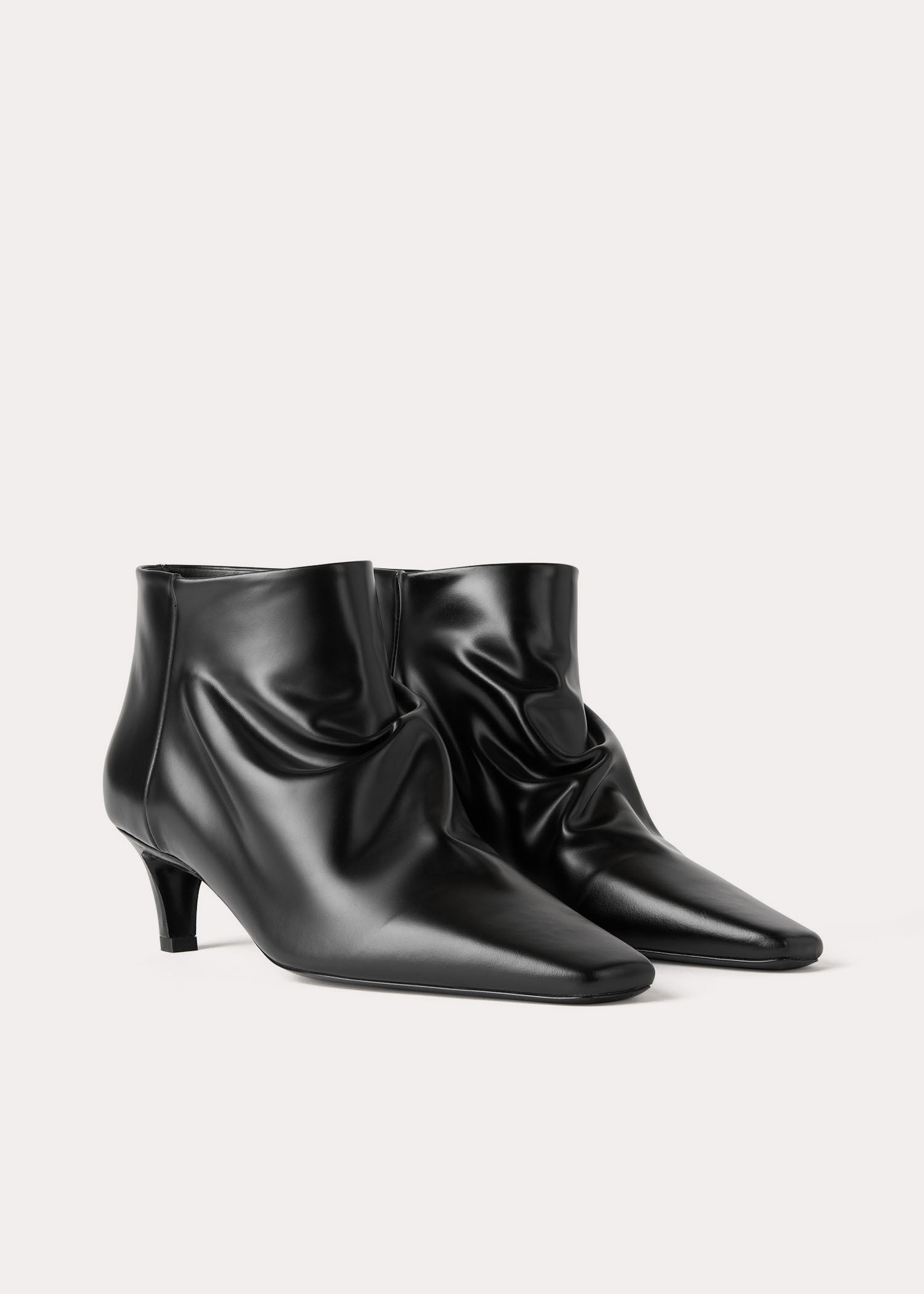 Bottines à talons courbées 50 en cuir - Black