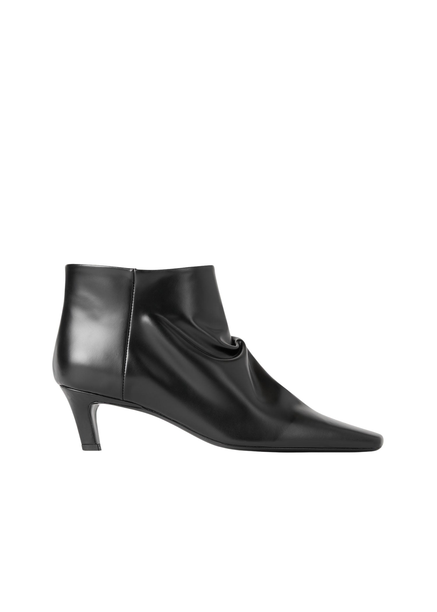 Bottines à talons courbées 50 en cuir - Black