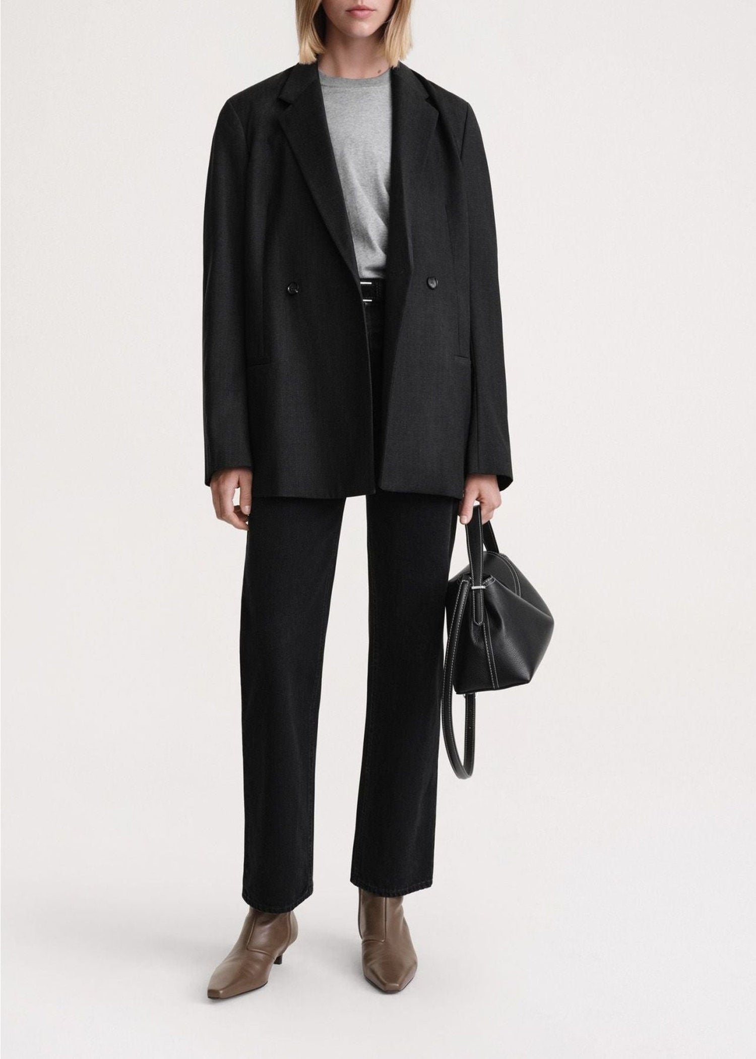 Blazer à double boutonnage en laine - Charcoal Melange