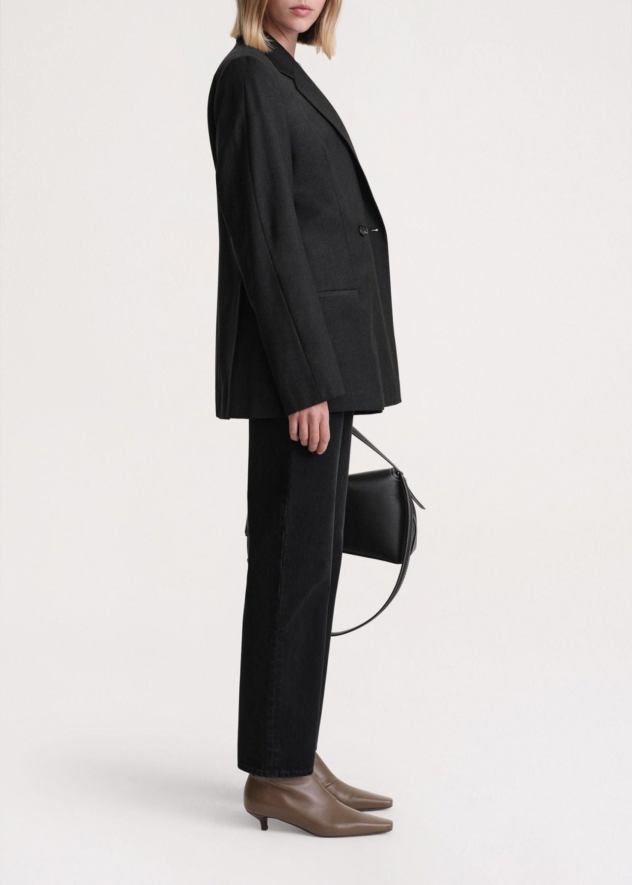 Blazer à double boutonnage en laine - Charcoal Melange
