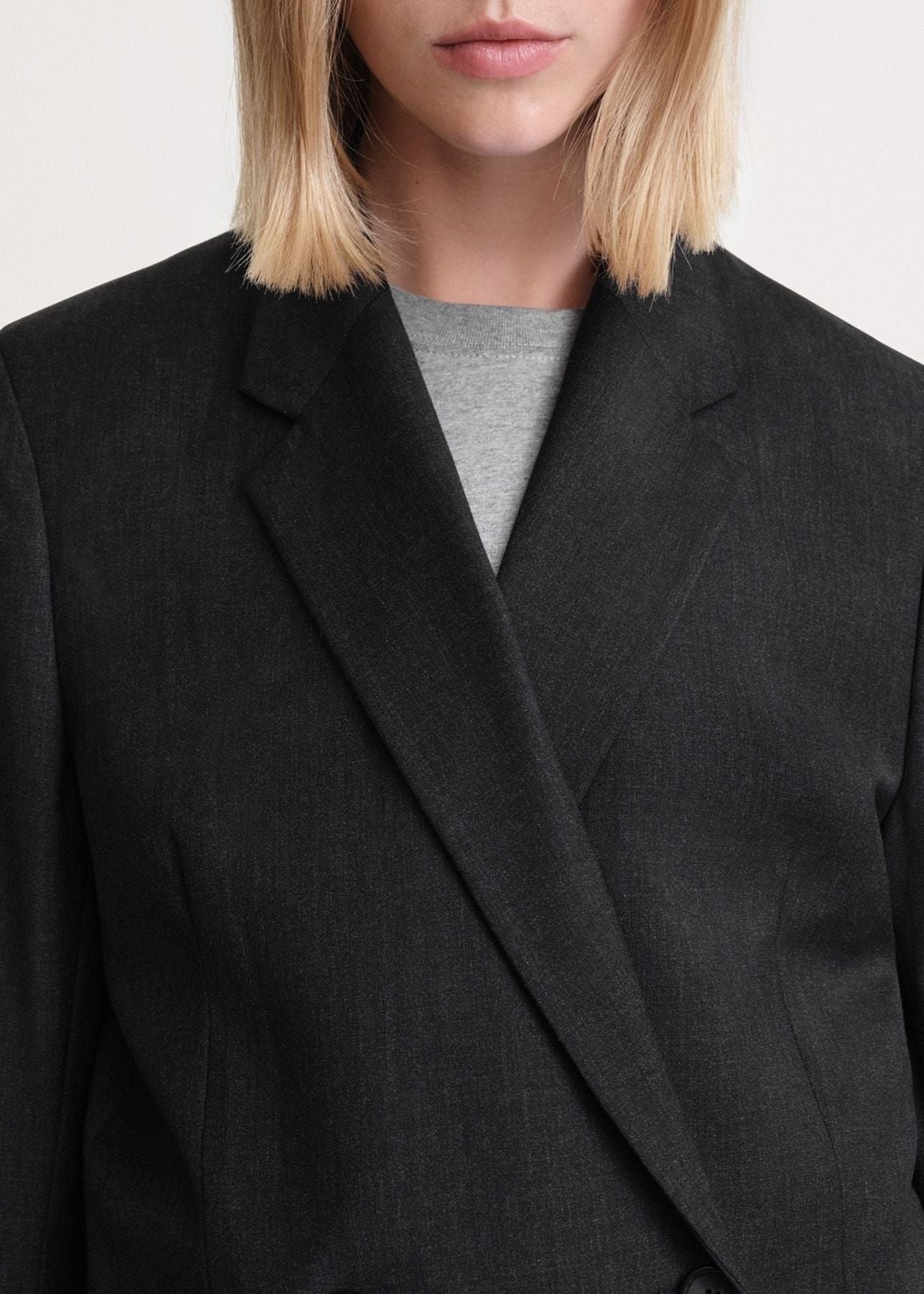 Blazer à double boutonnage en laine - Charcoal Melange