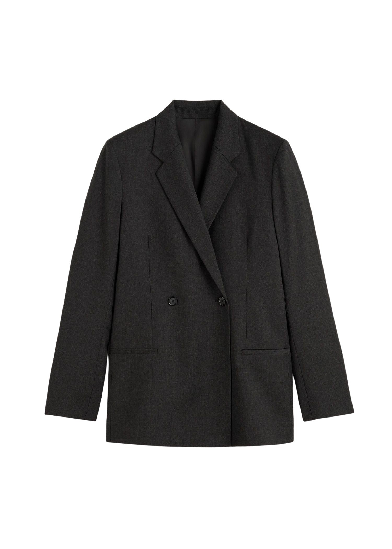 Blazer à double boutonnage en laine - Charcoal Melange