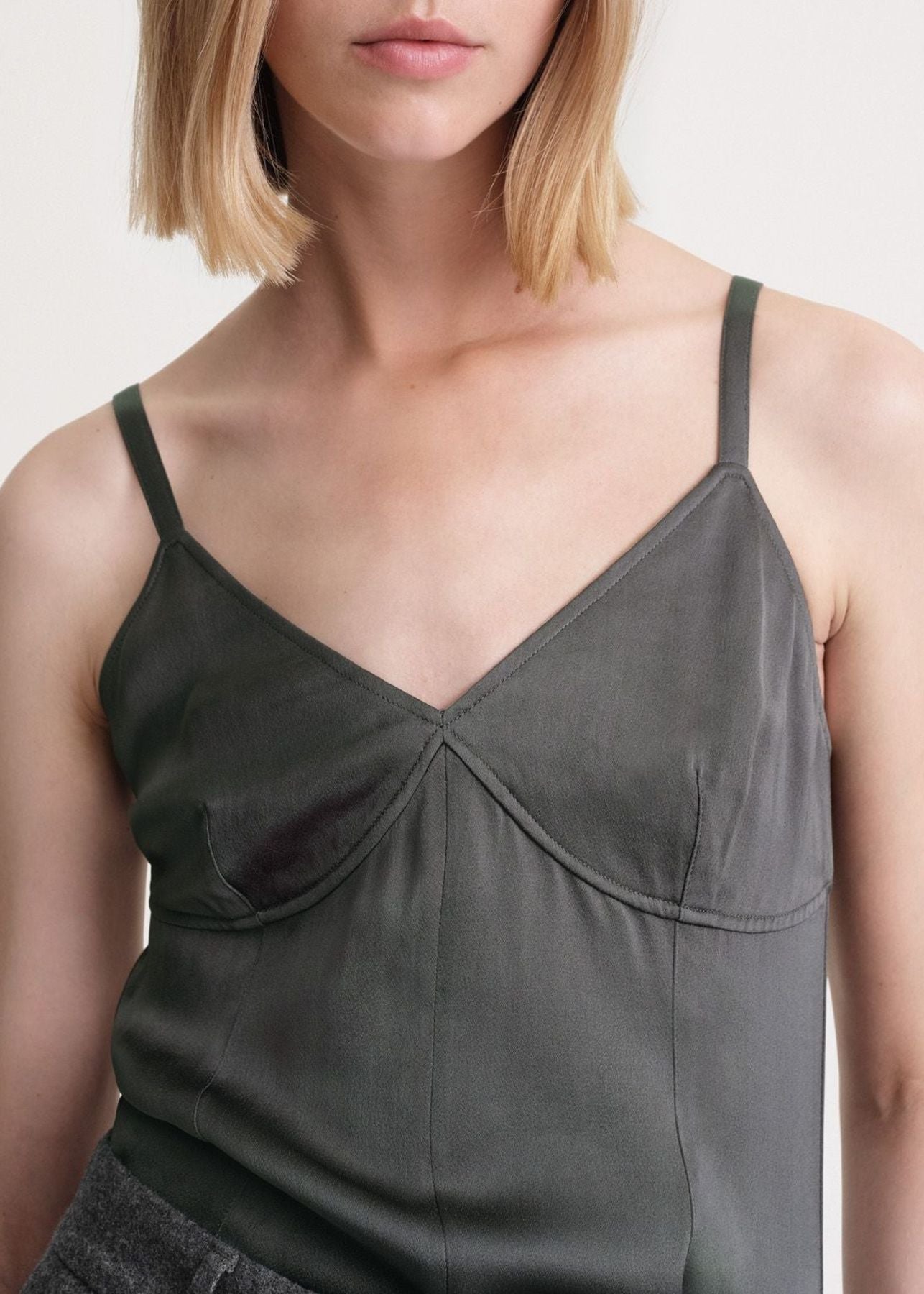 Satin cami tank top - Lead