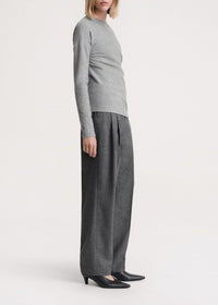 T-shirt à manches longues torsadé en laine - Light Grey Melange