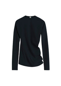 T-shirt à manches longues torsadé en laine - Navy