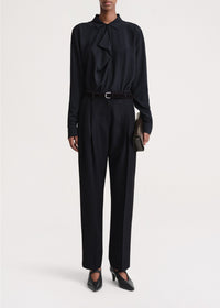 Draped shirt with cowl neck - Navy