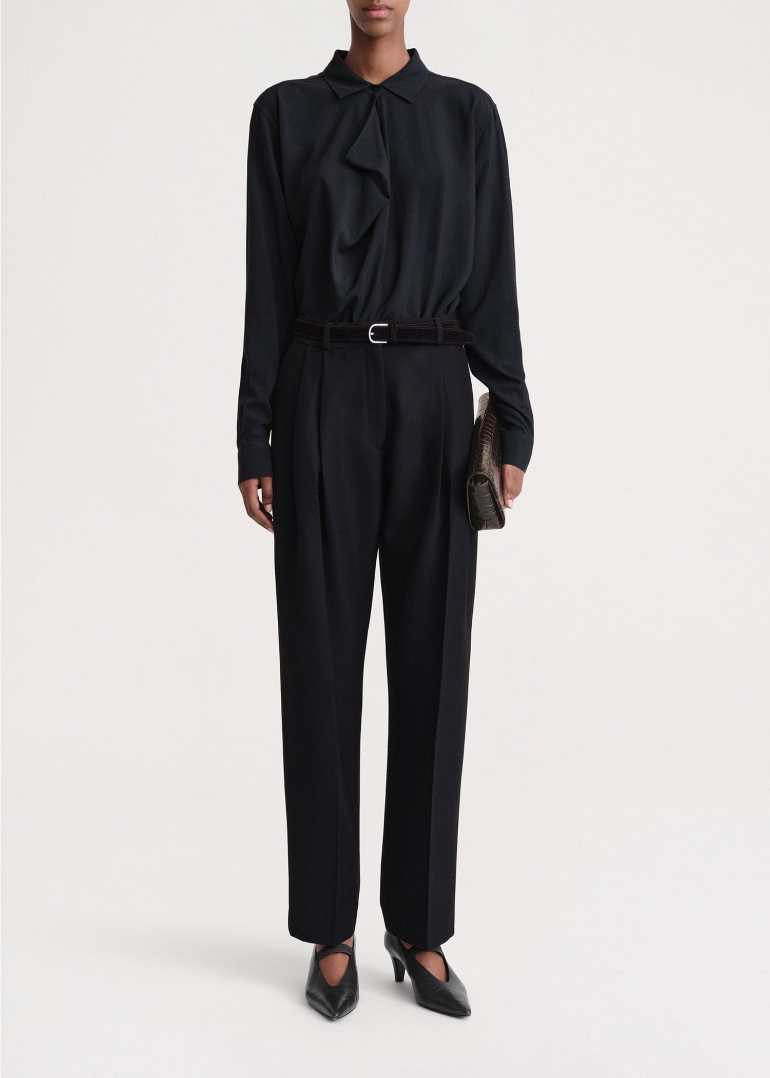 Draped shirt with cowl neck - Navy
