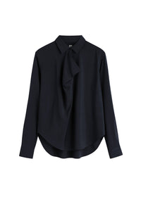 Draped shirt with cowl neck - Navy