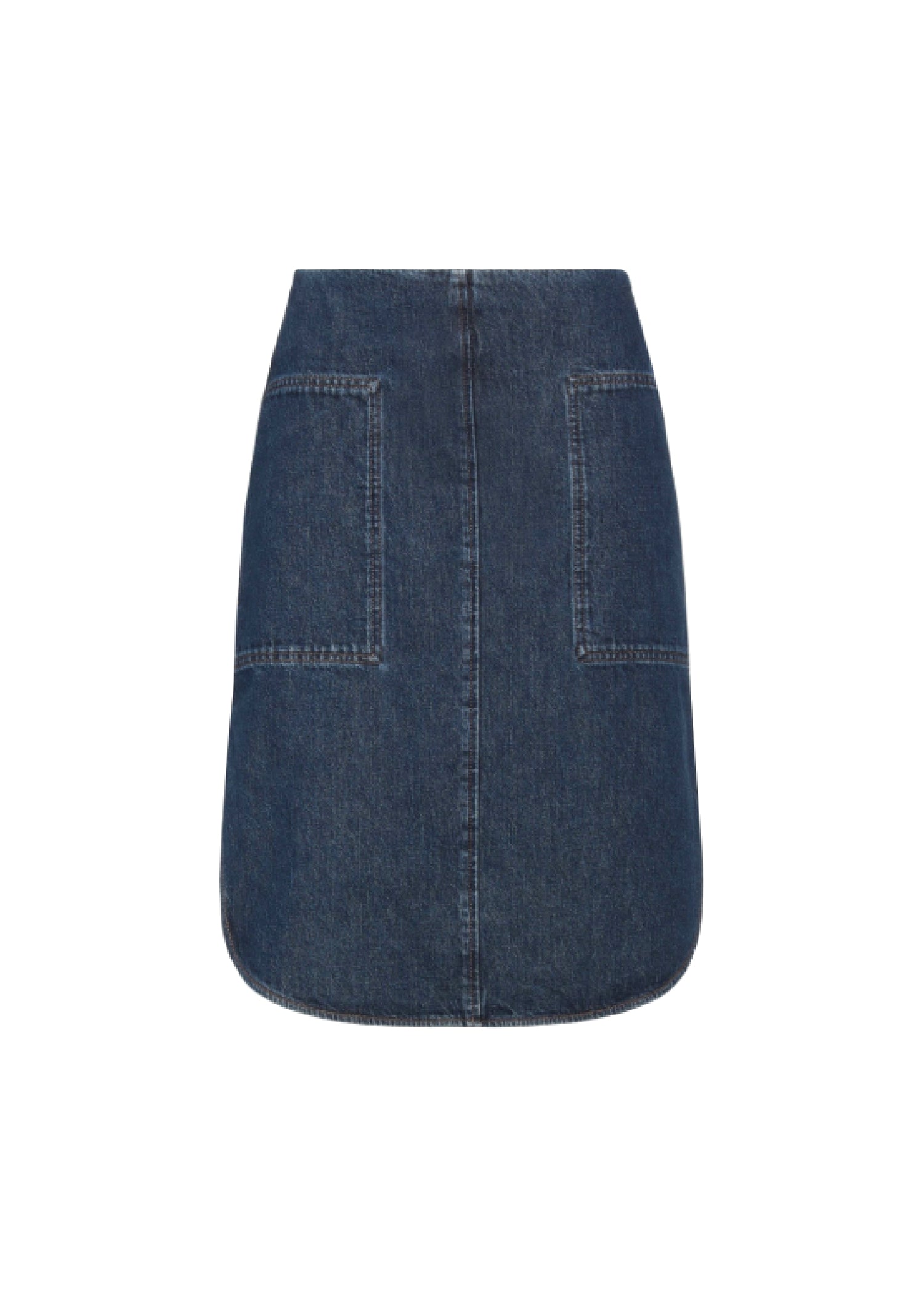 Denim midi skirt with curved hem - Dark Blue