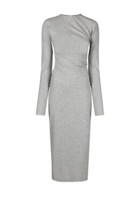 Robe midi torsadée en laine - Light Grey Melange
