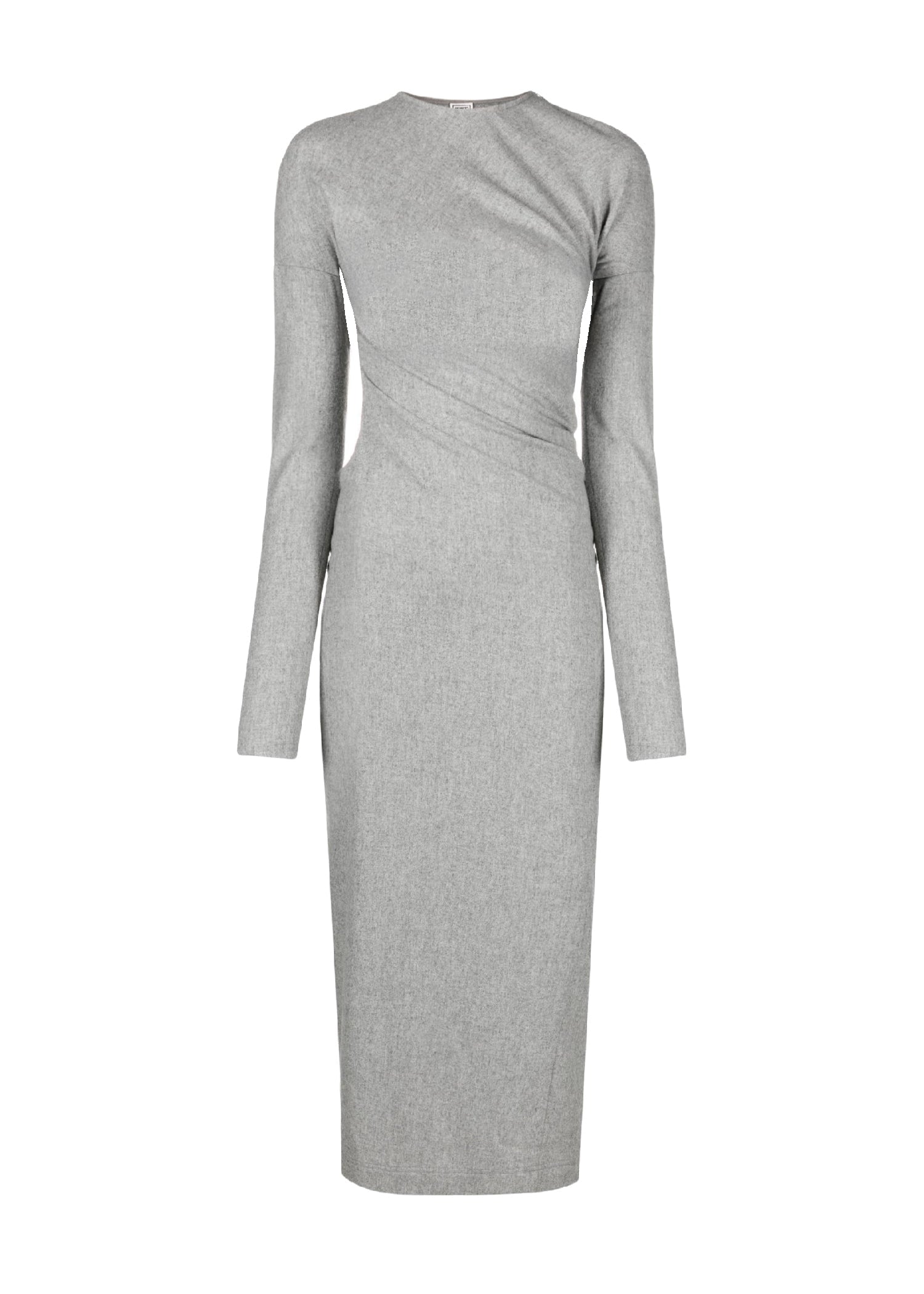 Robe midi torsadée en laine - Light Grey Melange