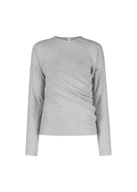 T-shirt à manches longues torsadé en laine - Light Grey Melange