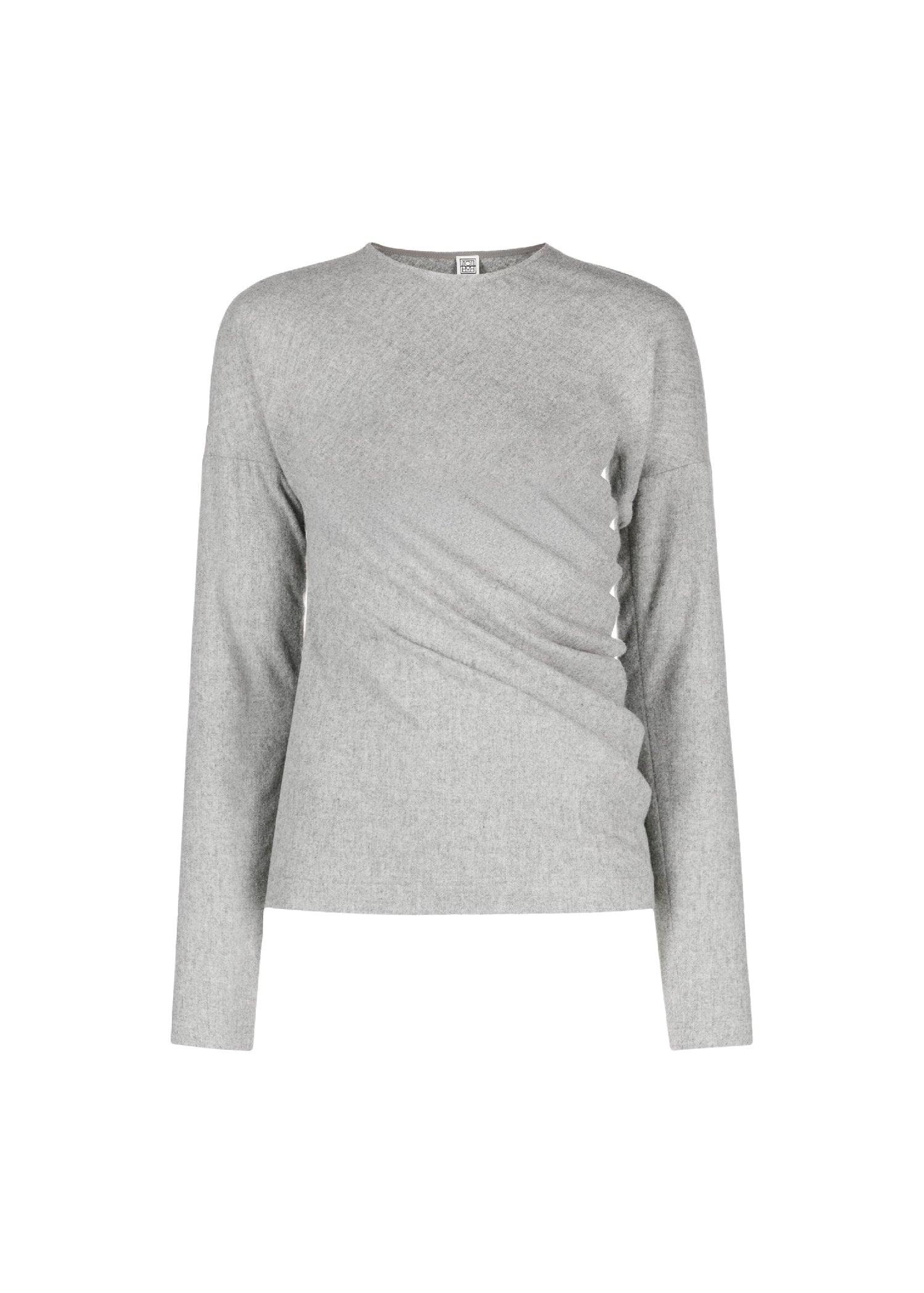 T-shirt à manches longues torsadé en laine - Light Grey Melange