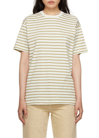 T-shirt droit à col rond - Camel Stripe