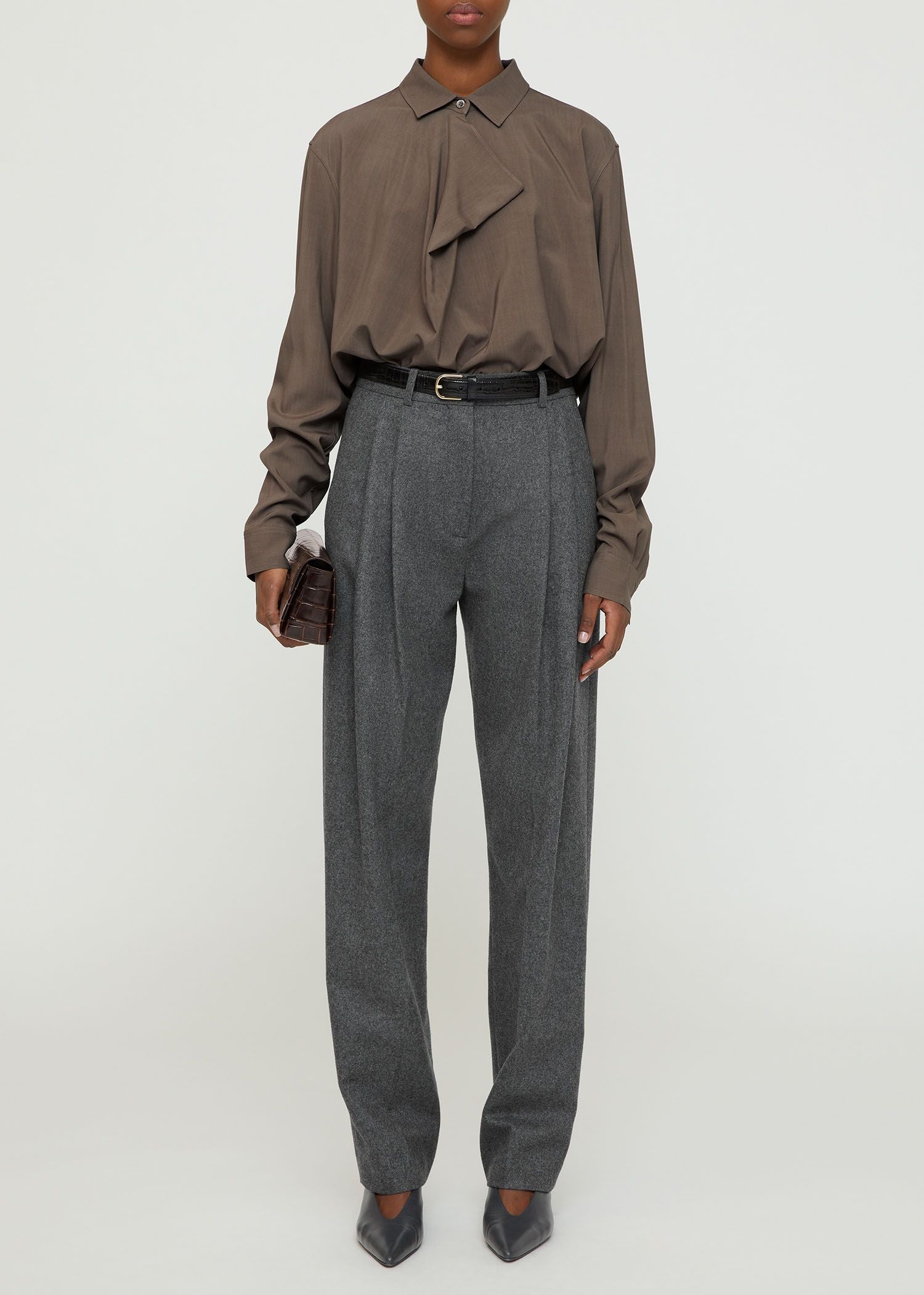 Chemise drapée à col bénitier - Ash