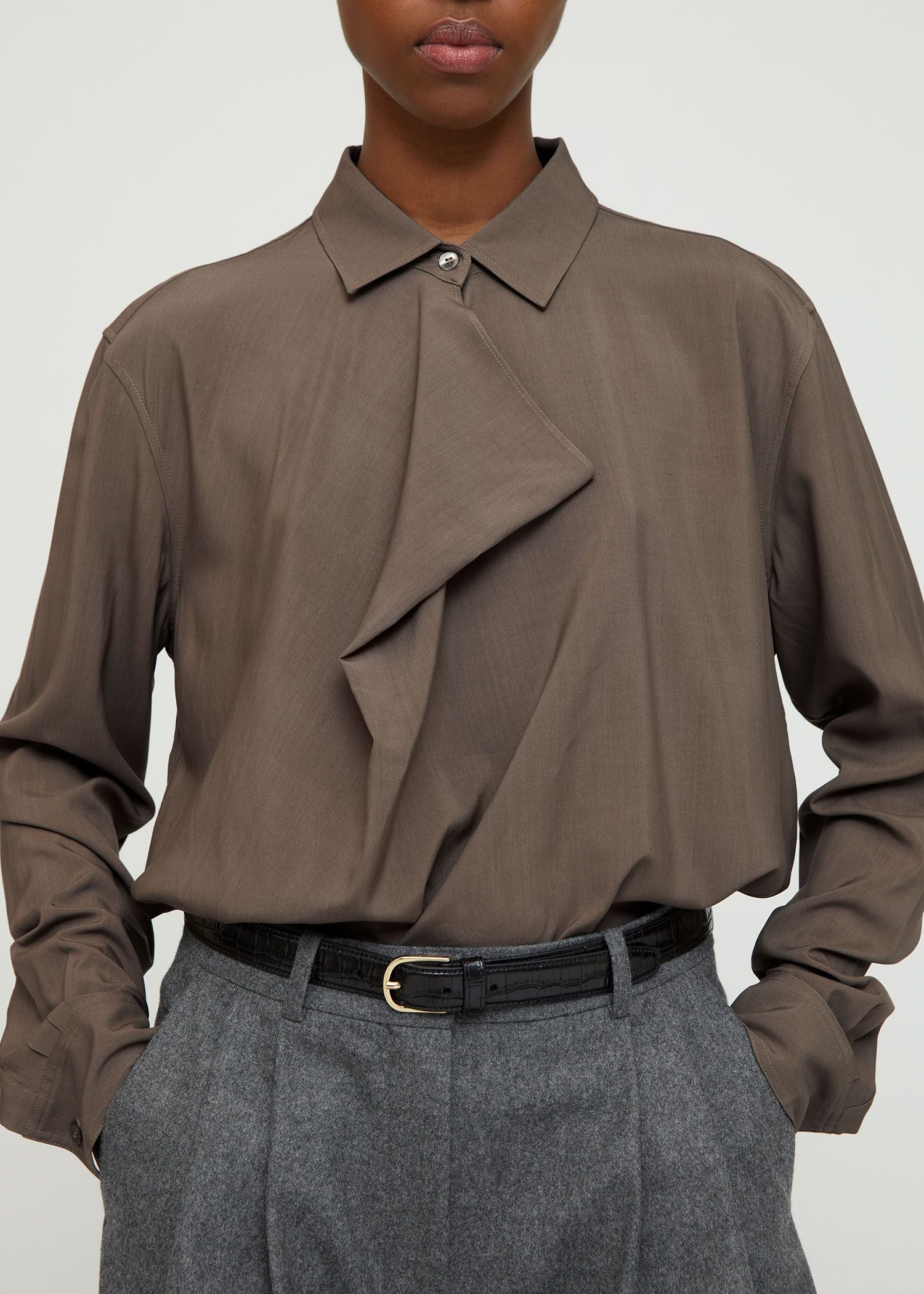 Chemise drapée à col bénitier - Ash