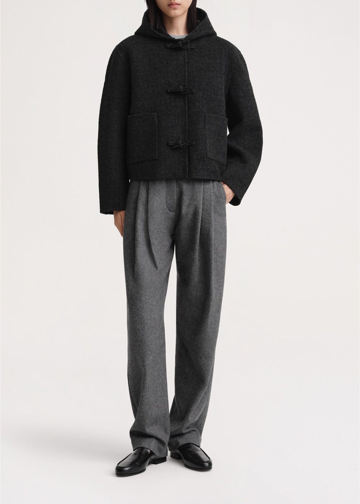 Veste courte en feutre de laine - Dark Grey Melange