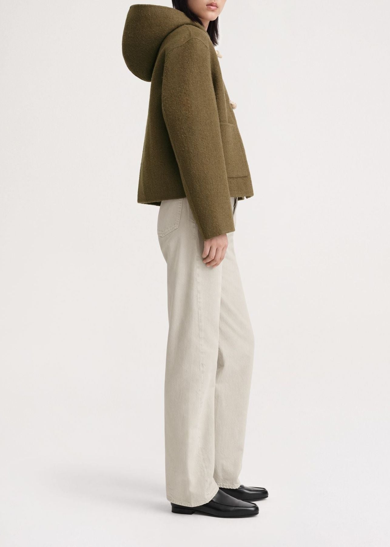 Veste courte en feutre de laine - Olive