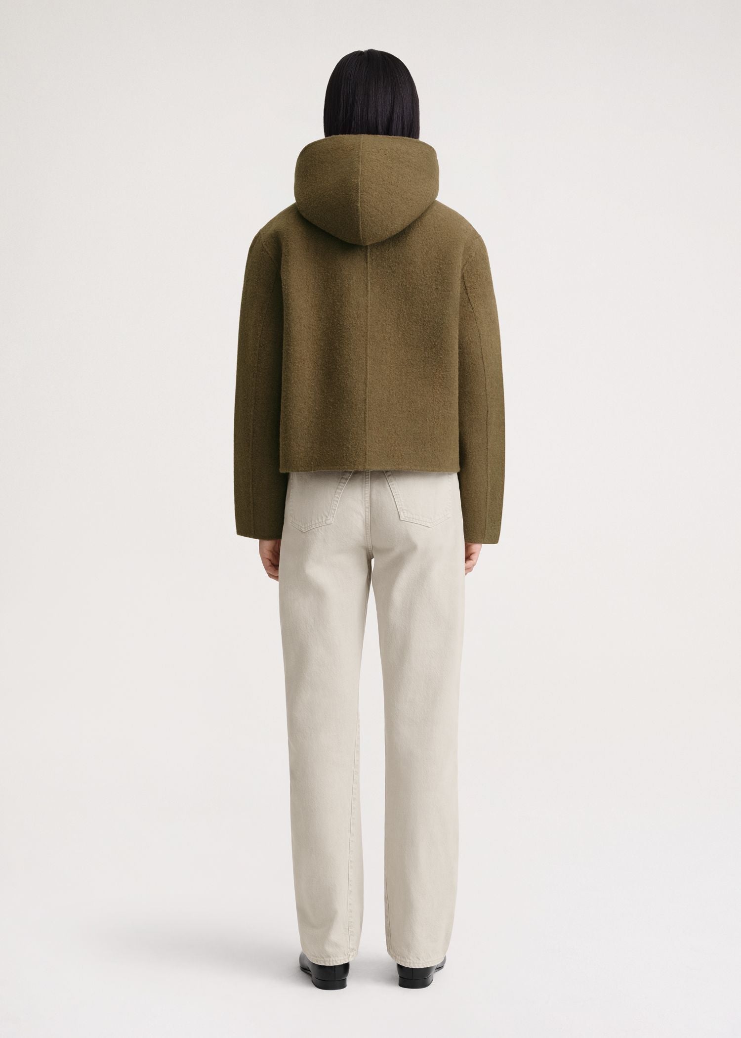 Veste courte en feutre de laine - Olive