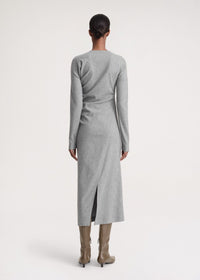 Robe midi torsadée en laine - Light Grey Melange