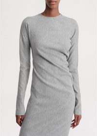 Robe midi torsadée en laine - Light Grey Melange