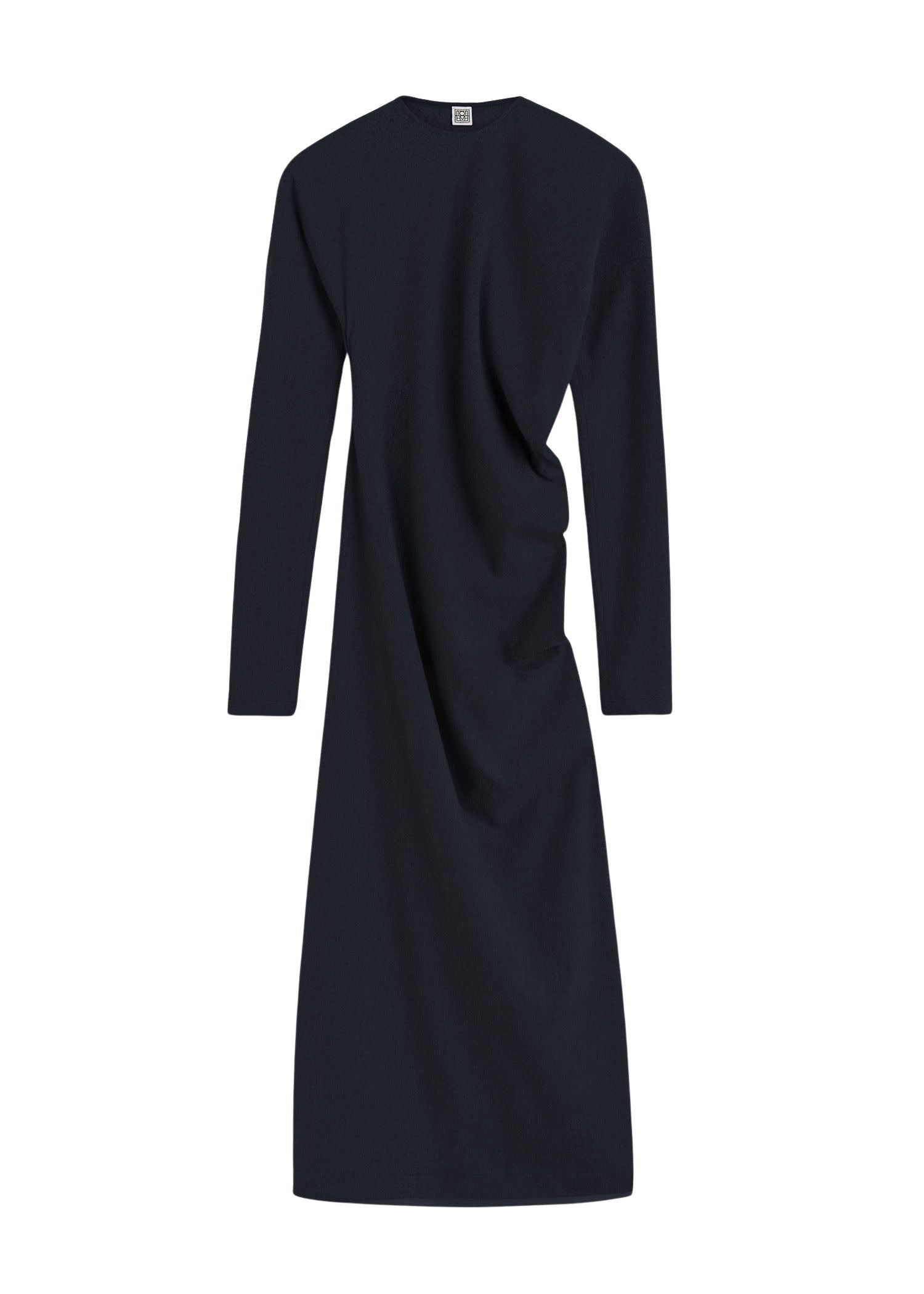 Robe midi torsadée en laine - Navy