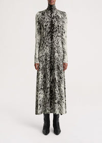 Robe midi imprimé fourrure - Grey