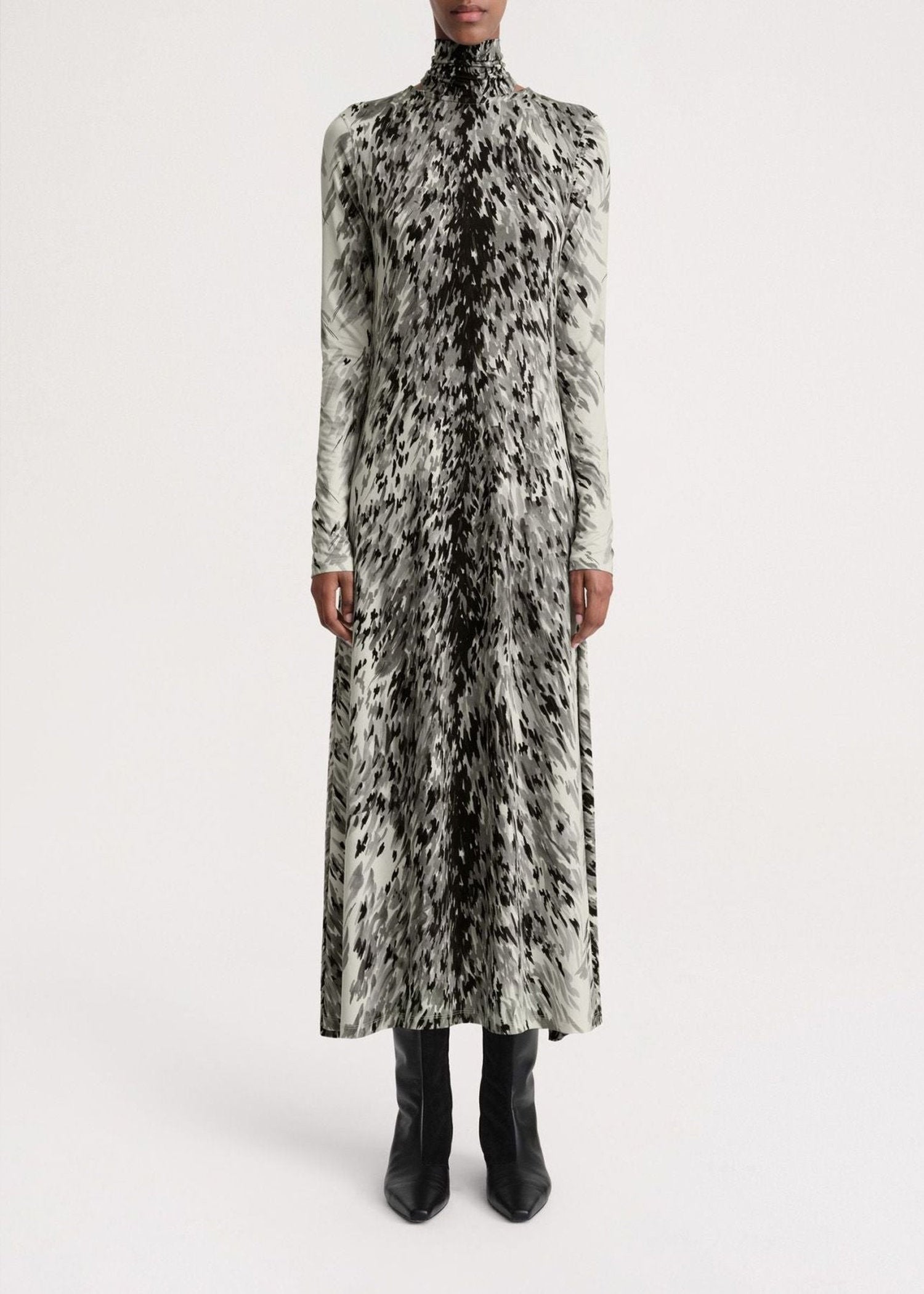 Robe midi imprimé fourrure - Grey