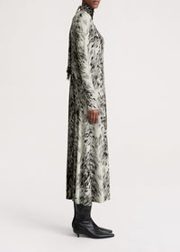 Robe midi imprimé fourrure - Grey