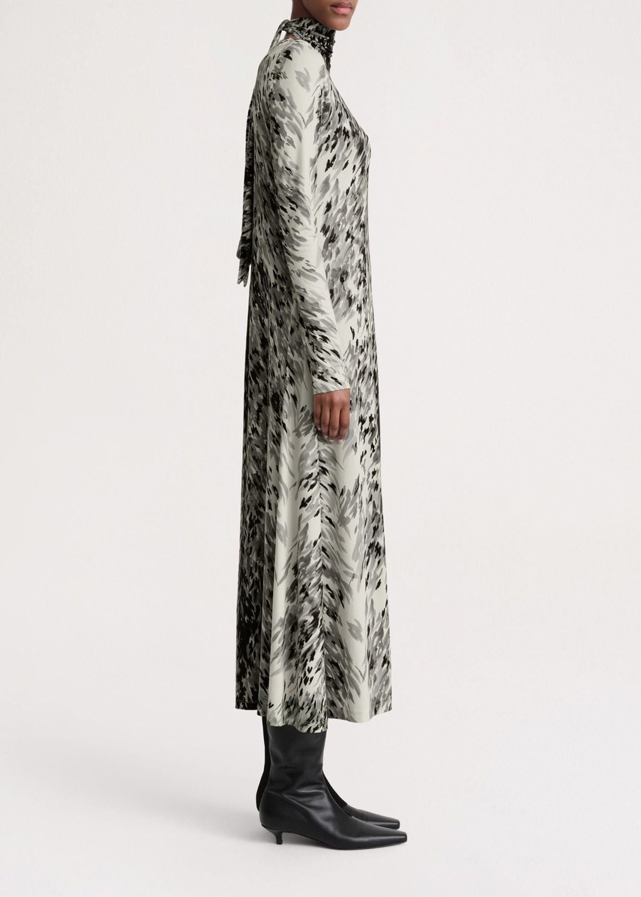Robe midi imprimé fourrure - Grey