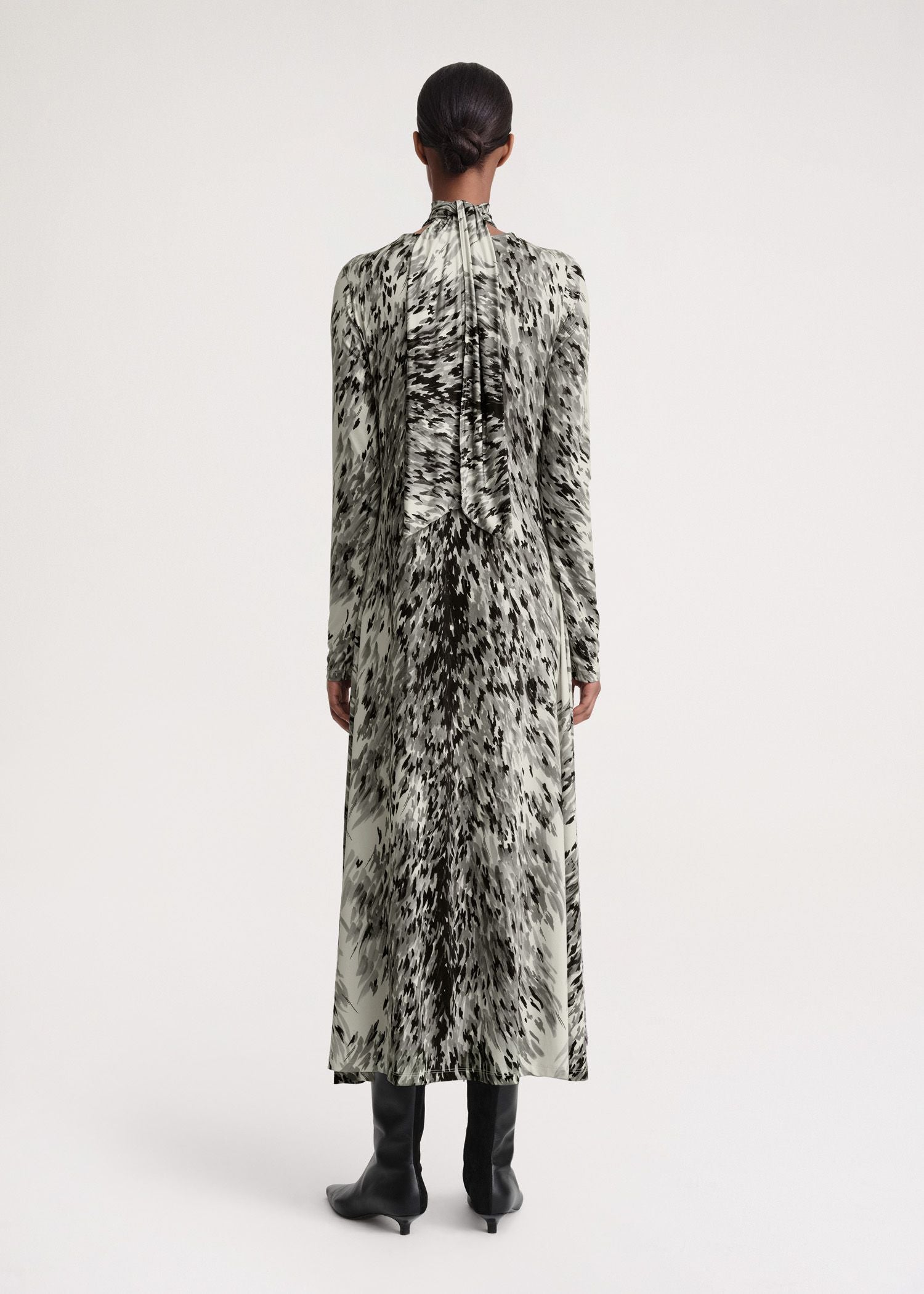 Robe midi imprimé fourrure - Grey