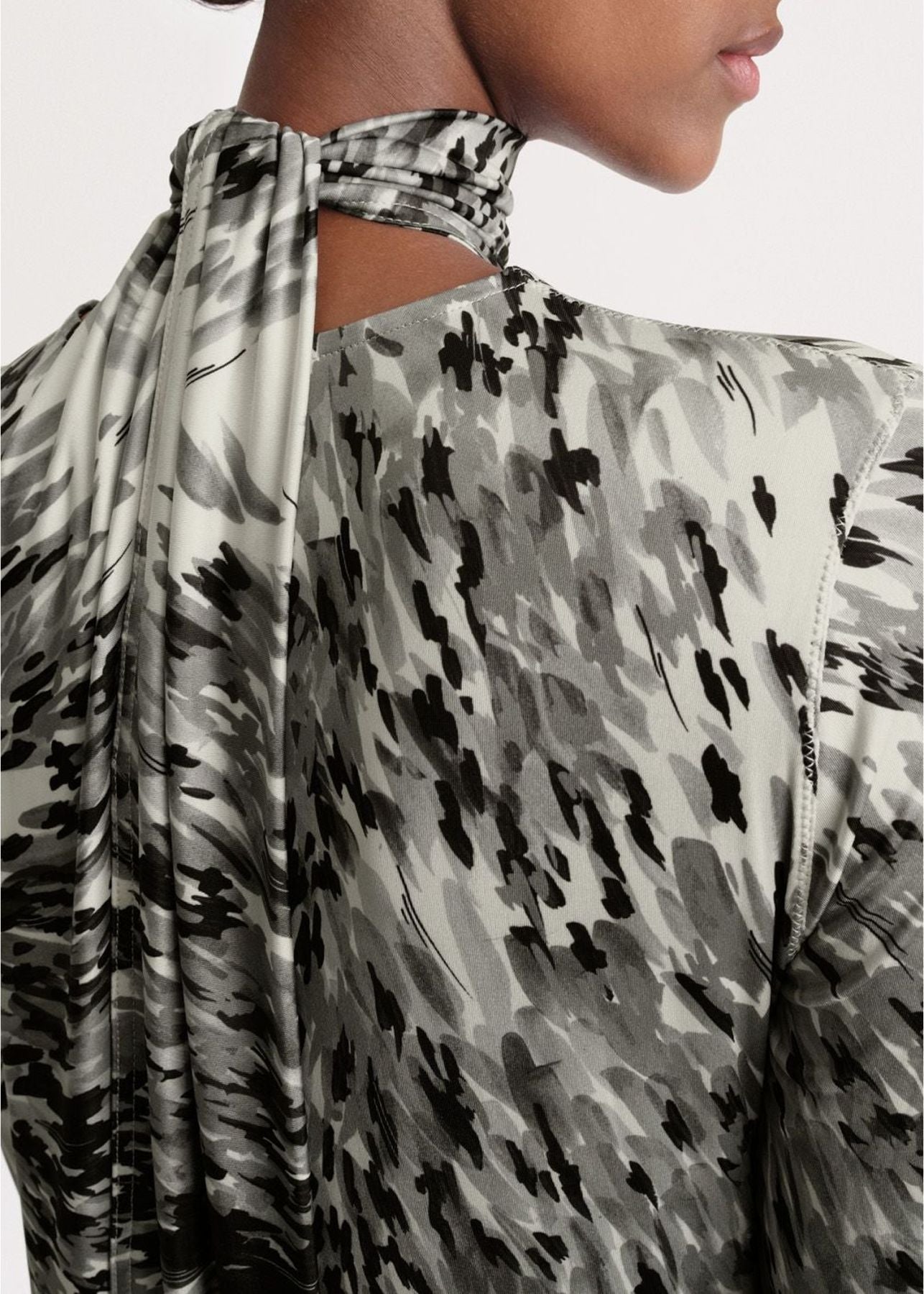 Robe midi imprimé fourrure - Grey
