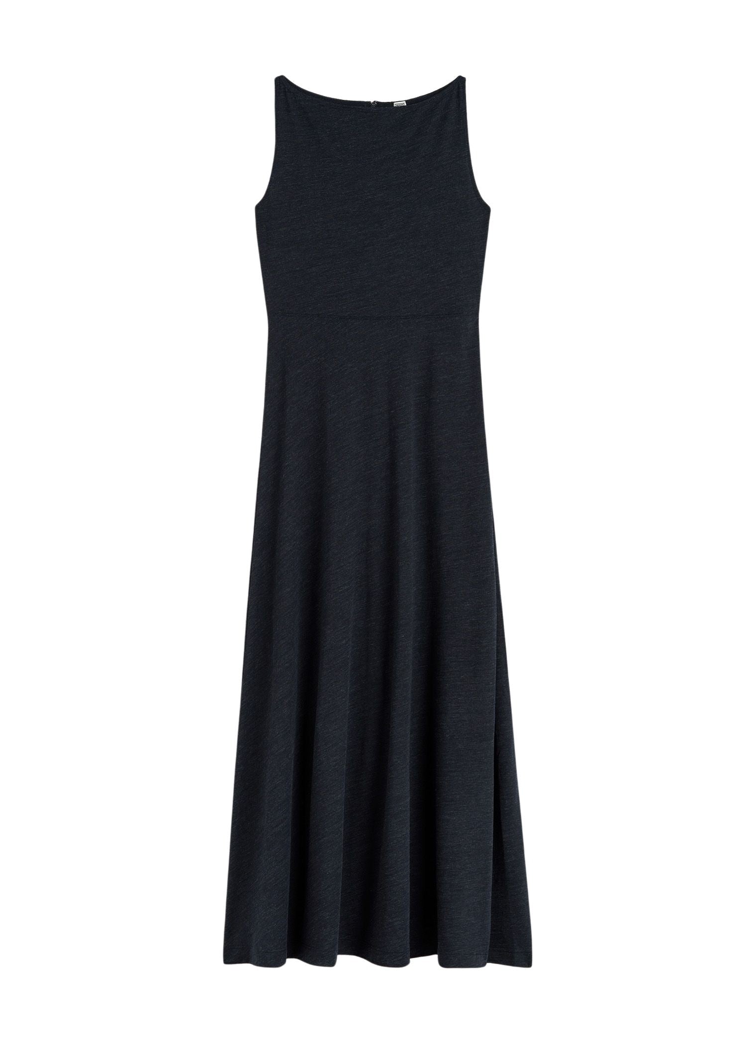 Robe midi à col bateau en laine - Navy Melange