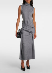 Robe midi texturée en soie - Silver Grey