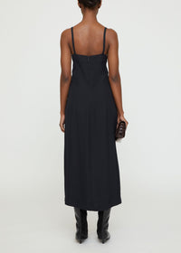 Short slit satin cami dress - Navy