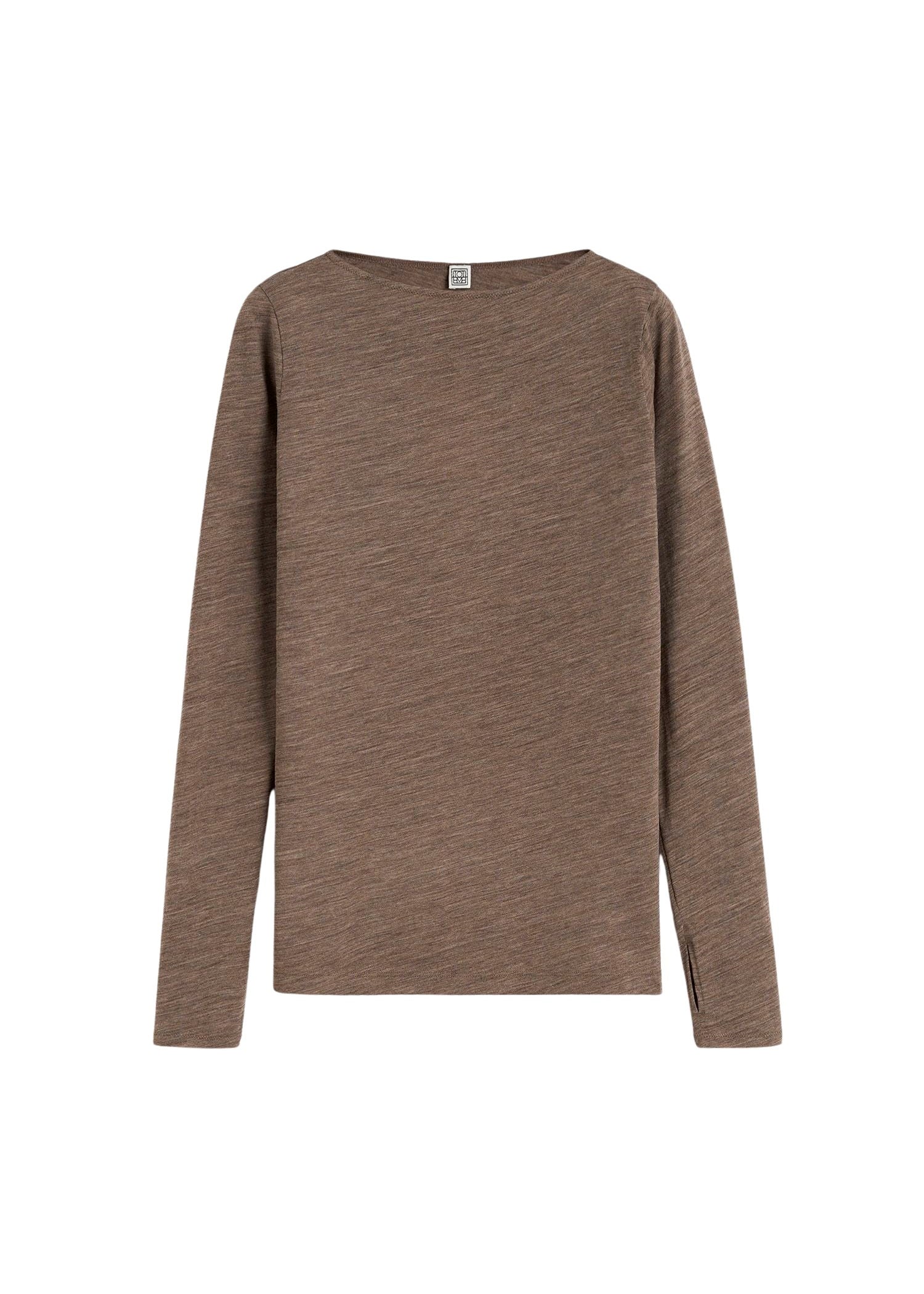 T-shirt à manches longues et col bateau en laine - Oat Melange